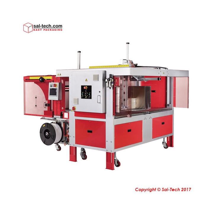 STEP TP-702CQ Corrugated Strapping Machines with 4-Sides Squaring Function